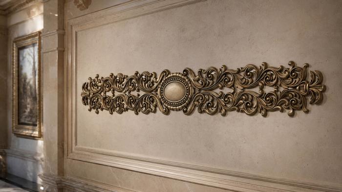 Onlays (Carved border with oval insert and ornate curls, NK_0527) 3D models for cnc