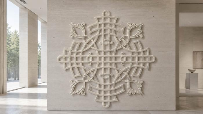 Onlays (Geometric insert in oriental style with knot and petals, NK_0560) 3D models for cnc