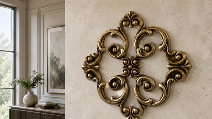 Onlays (Symmetrical ornament with baroque curls and an accented center, NK_0576) 3D models for cnc