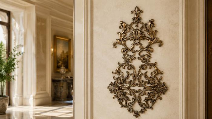 Onlays (Vertical decorative composition with plant curls and cartouche elements, NK_0583) 3D models for cnc