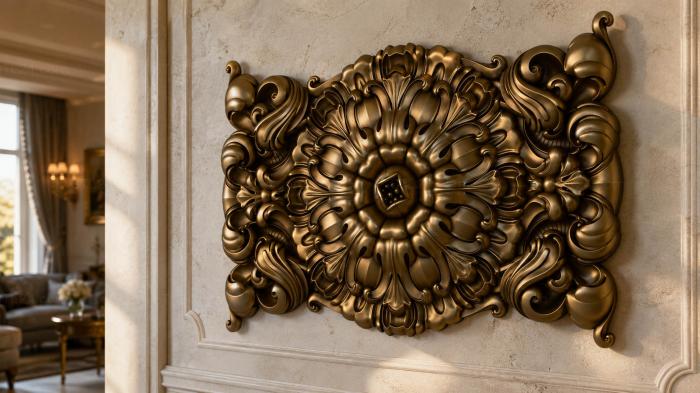 Onlays (Baroque rosette with lush floral ornament, NK_0598) 3D models for cnc