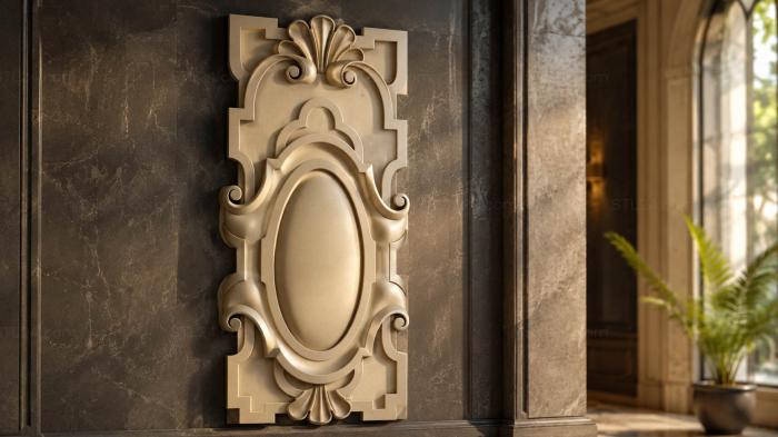 Onlays (Ornament with an oval insert in a frame with curls and stylized shells, NK_0601) 3D models for cnc