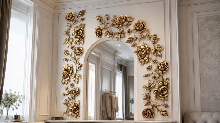 Onlays (Carved Corner Set with Roses and Curly Stems, NK_0759) 3D models for cnc