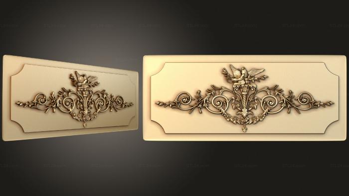 Onlays (Panel with decorations crowned with a dove, NK_0839) 3D models for cnc