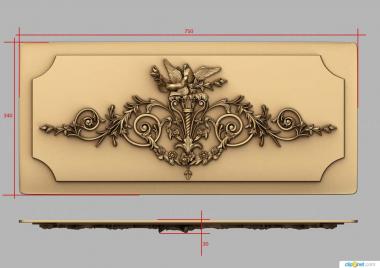 Onlays (Panel with decorations crowned with a dove, NK_0839) 3D models for cnc