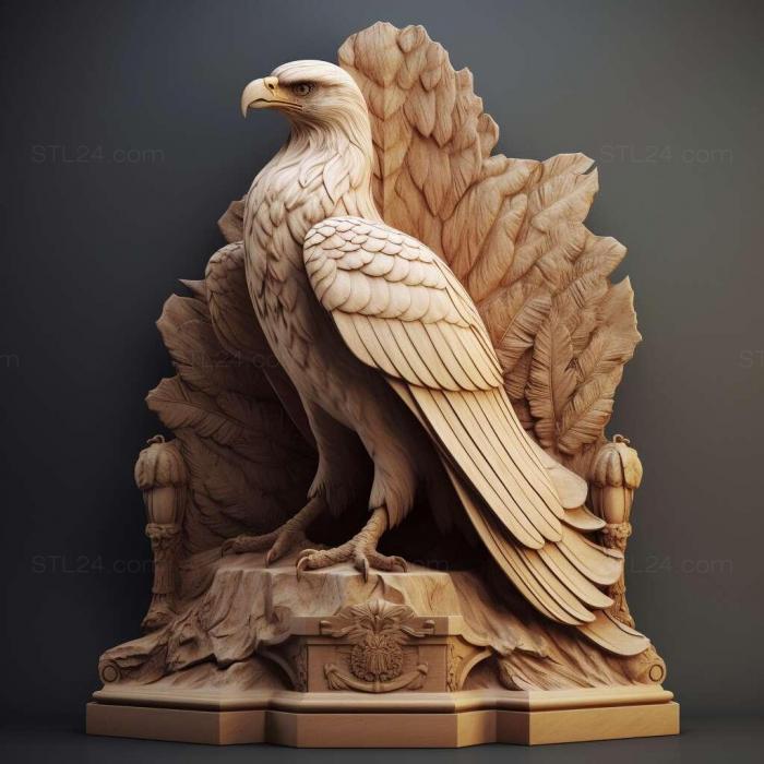 Nature and animals (st eagle on the small pedestal 1, NATURE_1041) 3D models for cnc