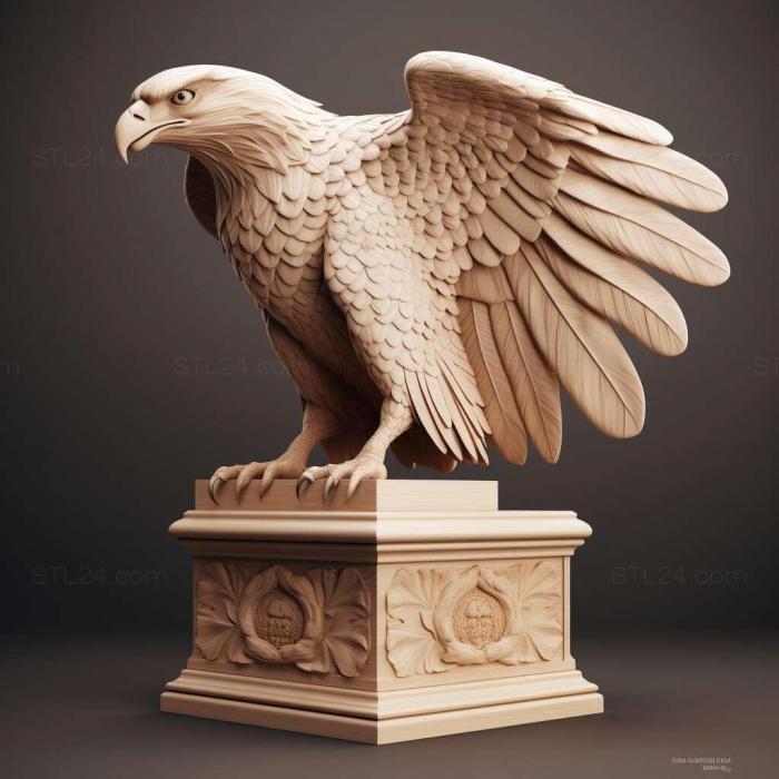 Nature and animals (st eagle on the small pedestal 3, NATURE_1043) 3D models for cnc