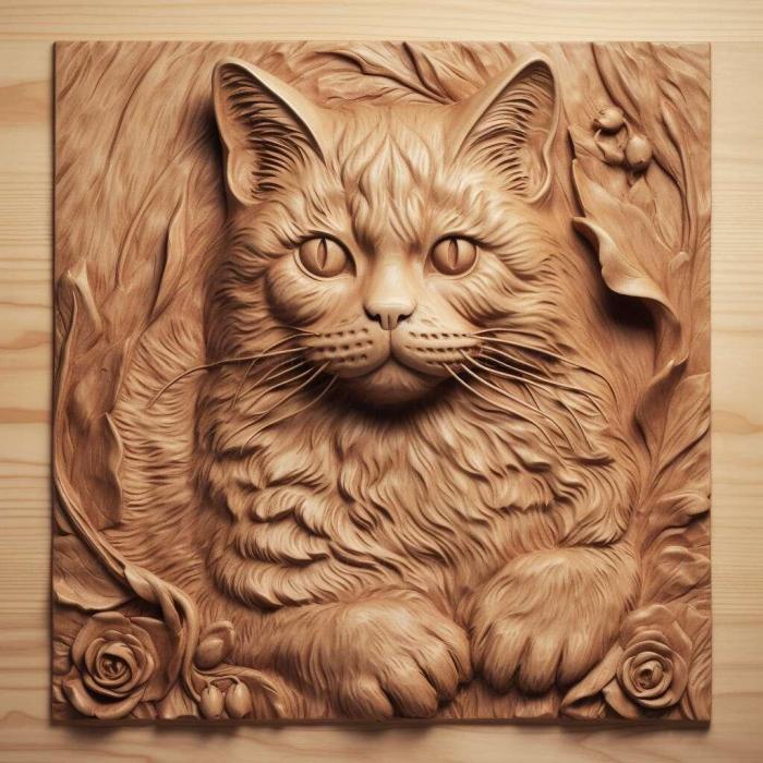 Nature and animals (Oscar the cat famous animal 4, NATURE_1064) 3D models for cnc
