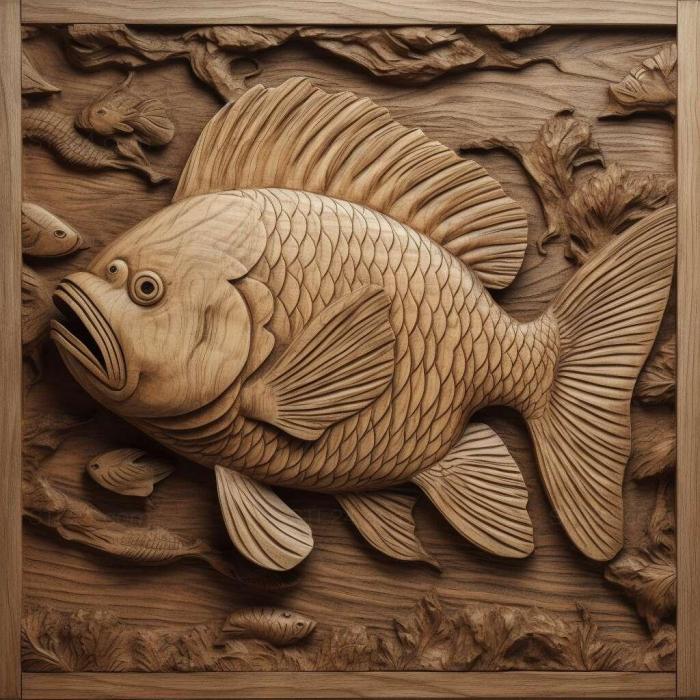Природа и животные (Обыкновенная орнатусовая рыба 4, NATURE_1100) 3D модель для ЧПУ станка