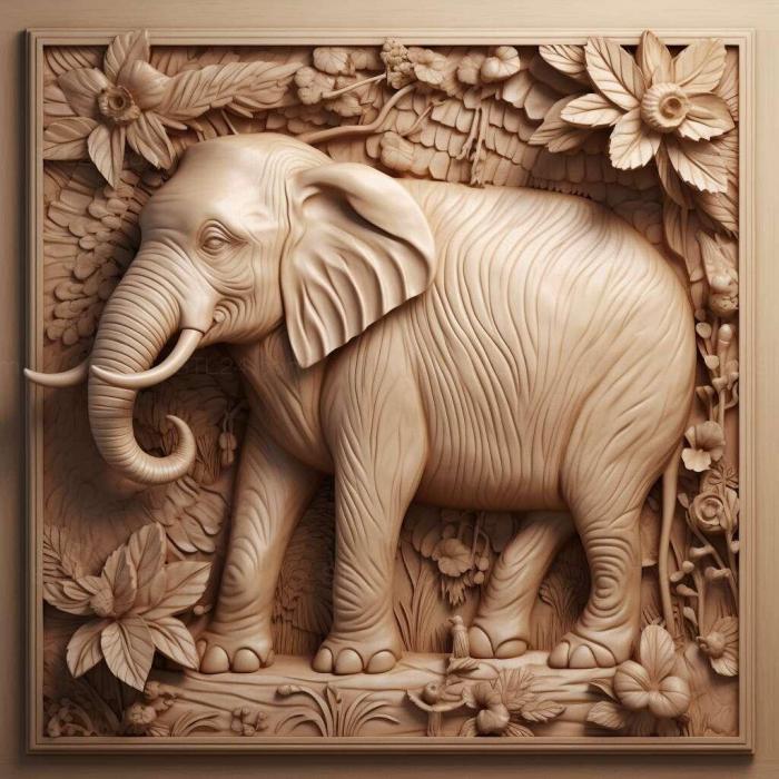 Nature and animals (st Motti baby elephant famous animal 2, NATURE_1126) 3D models for cnc