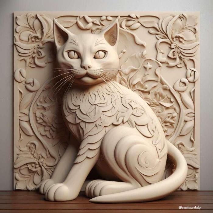 Nature and animals (st Oriental Bicolour cat 2, NATURE_114) 3D models for cnc