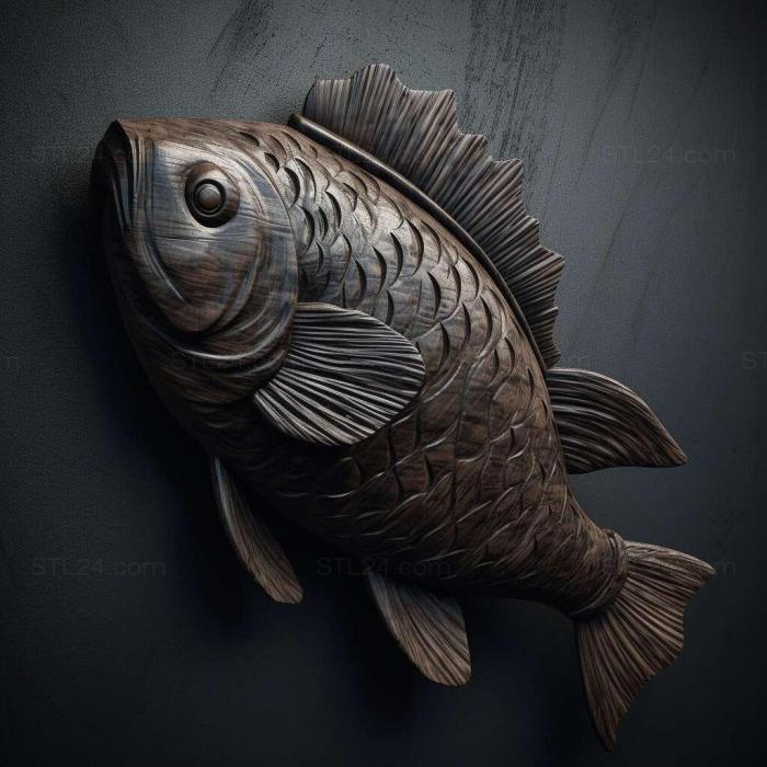 Природа и животные (Рыба с черным ножом 4, NATURE_1148) 3D модель для ЧПУ станка