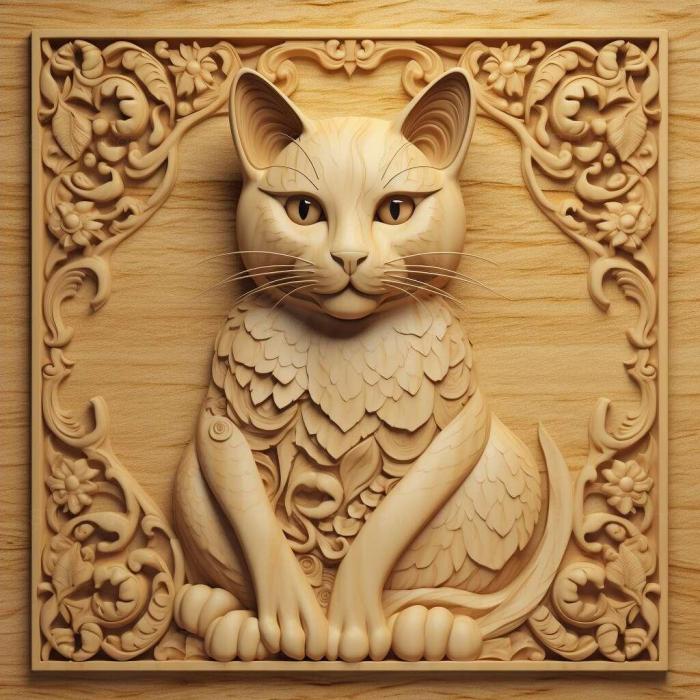 Nature and animals (st Oriental Bicolour cat 4, NATURE_116) 3D models for cnc