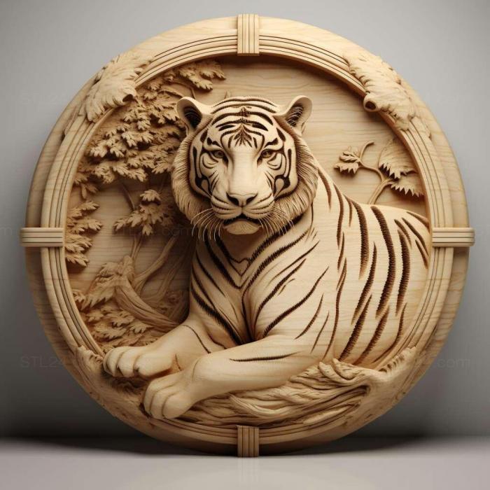 Nature and animals (st Kuzya tiger famous animal 2, NATURE_1174) 3D models for cnc