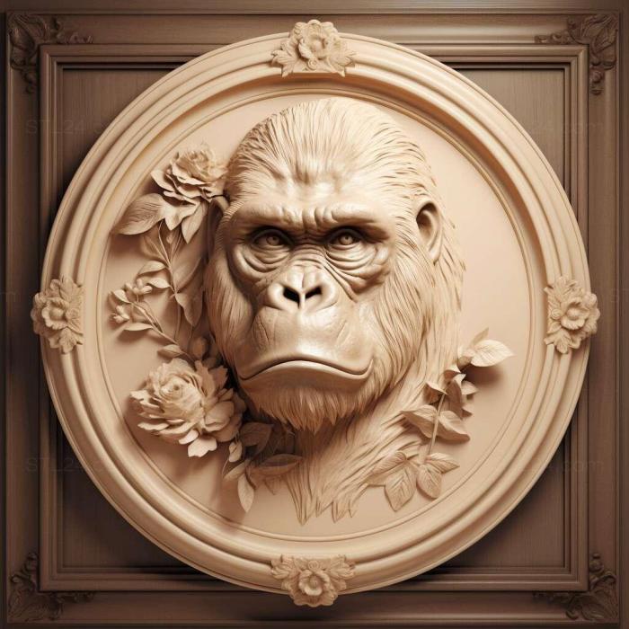 Nature and animals (gorilla in framejpg 1, NATURE_1185) 3D models for cnc