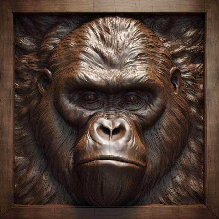 Nature and animals (gorilla in framejpg 3, NATURE_1187) 3D models for cnc