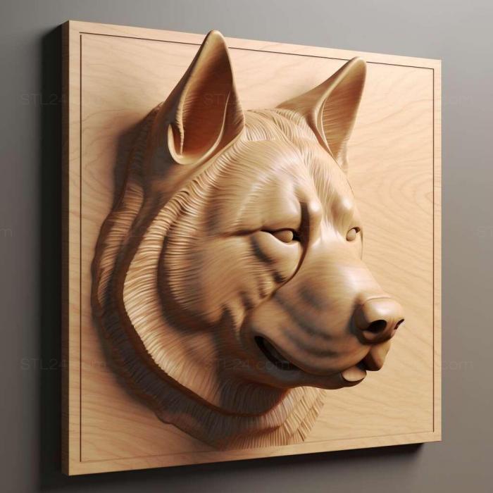 Nature and animals (st American Akita dog 2, NATURE_1266) 3D models for cnc