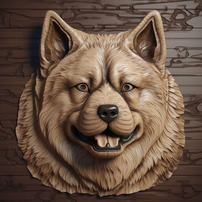 Природа и животные (Американская собака породы акита 4, NATURE_1268) 3D модель для ЧПУ станка