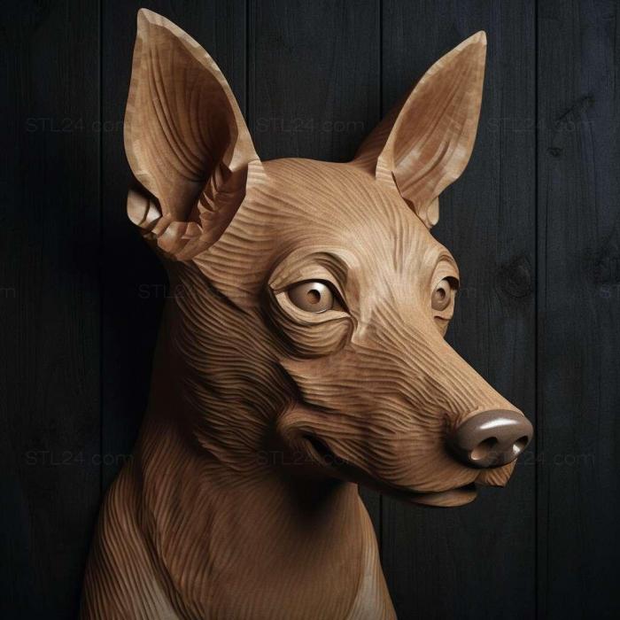 Природа и животные (Собака породы Английский Той-терьер 1, NATURE_1293) 3D модель для ЧПУ станка