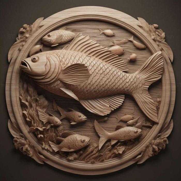 Природа и животные (Обыкновенный сом донная рыба 3, NATURE_1311) 3D модель для ЧПУ станка