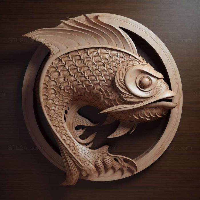 Природа и животные (Серповидная моллюскообразная рыба 1, NATURE_1317) 3D модель для ЧПУ станка