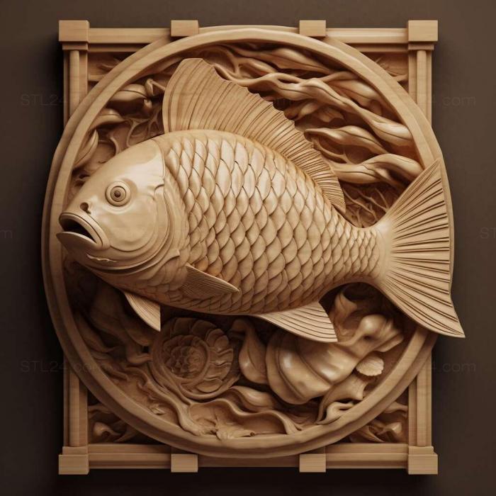 Природа и животные (Серповидная моллюскообразная рыба 4, NATURE_1320) 3D модель для ЧПУ станка