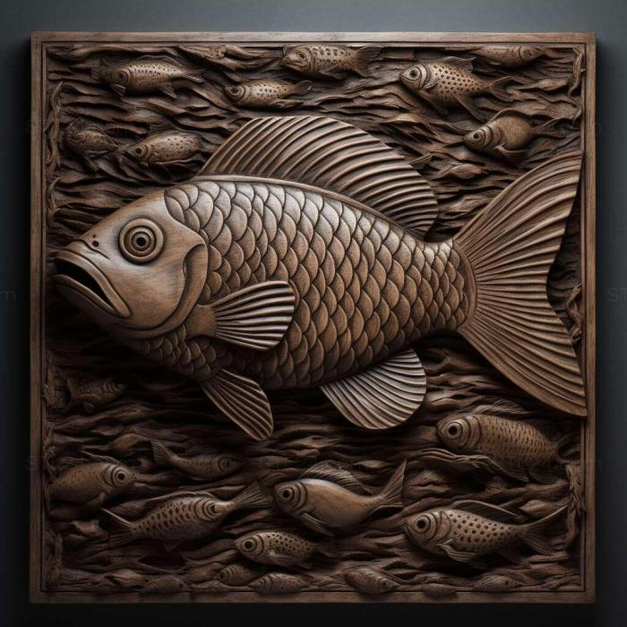 Природа и животные (Рыба сорта Калико 2, NATURE_1406) 3D модель для ЧПУ станка
