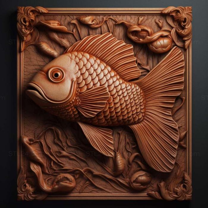 Природа и животные (Рыба сорта Калико 4, NATURE_1408) 3D модель для ЧПУ станка