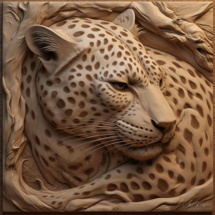 Nature and animals (Leopardus pajeros 1, NATURE_1425) 3D models for cnc