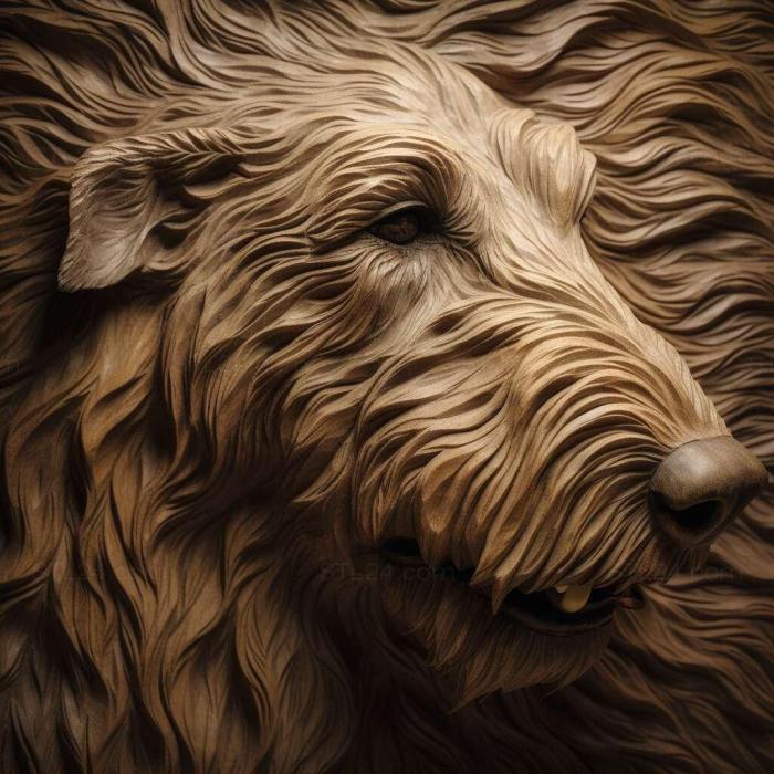 Природа и животные (Ирландский волкодав собака 3, NATURE_1471) 3D модель для ЧПУ станка
