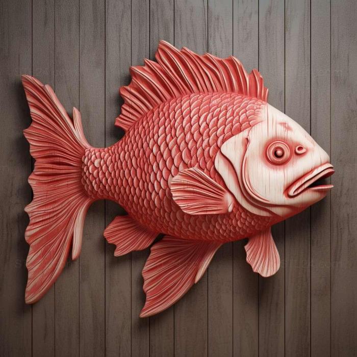 Nature and animals (st Red and white oranda fish 2, NATURE_1474) 3D models for cnc