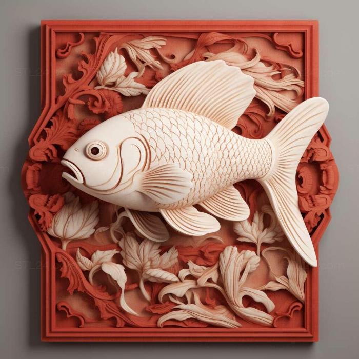 Nature and animals (st Red and white oranda fish 4, NATURE_1476) 3D models for cnc
