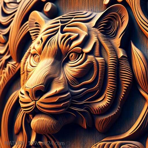 Природа и животные (Тигр святого Амадея знаменитое животное 4, NATURE_1496) 3D модель для ЧПУ станка