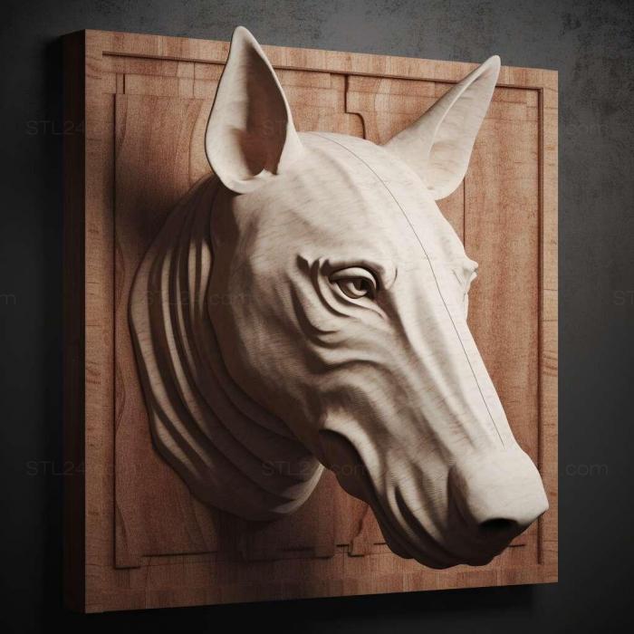 Nature and animals (Bull Terrier dog 4, NATURE_1536) 3D models for cnc