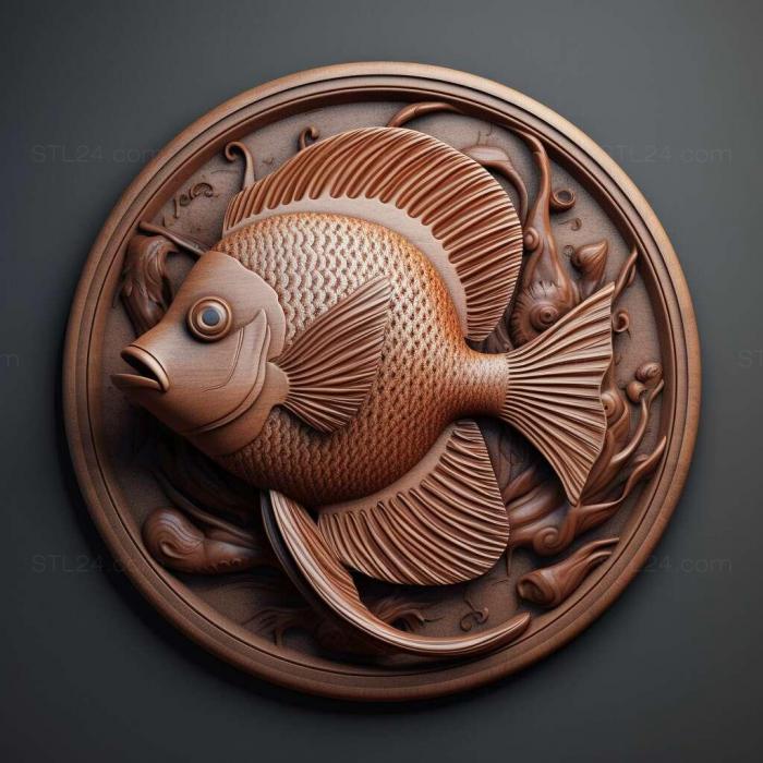 Nature and animals (Ordinary discus fish 1, NATURE_1549) 3D models for cnc