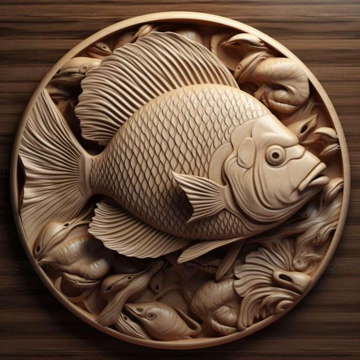 Nature and animals (Ordinary discus fish 4, NATURE_1552) 3D models for cnc