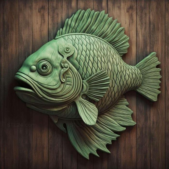 Природа и животные (Св. Зеленая рыба-мечник 1, NATURE_1581) 3D модель для ЧПУ станка