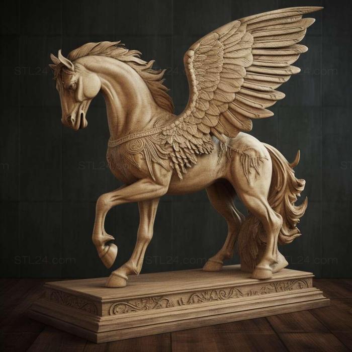 Nature and animals (st pegasus on stand3d 3, NATURE_1607) 3D models for cnc
