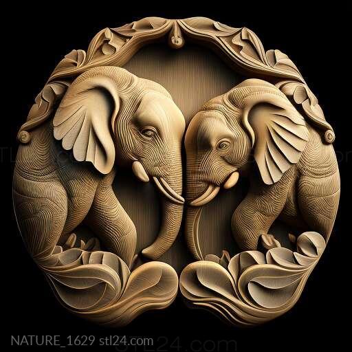 Nature and animals (st Castor and Pollux elephants famous animal 1, NATURE_1629) 3D models for cnc