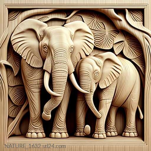 Nature and animals (st Castor and Pollux elephants famous animal 4, NATURE_1632) 3D models for cnc