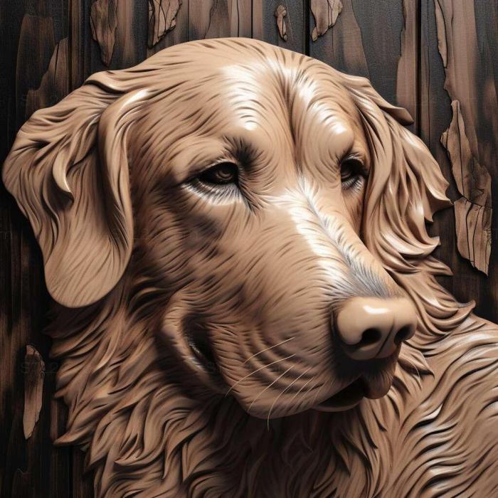 Природа и животные (Прямошерстная собака-ретривер 4, NATURE_1660) 3D модель для ЧПУ станка
