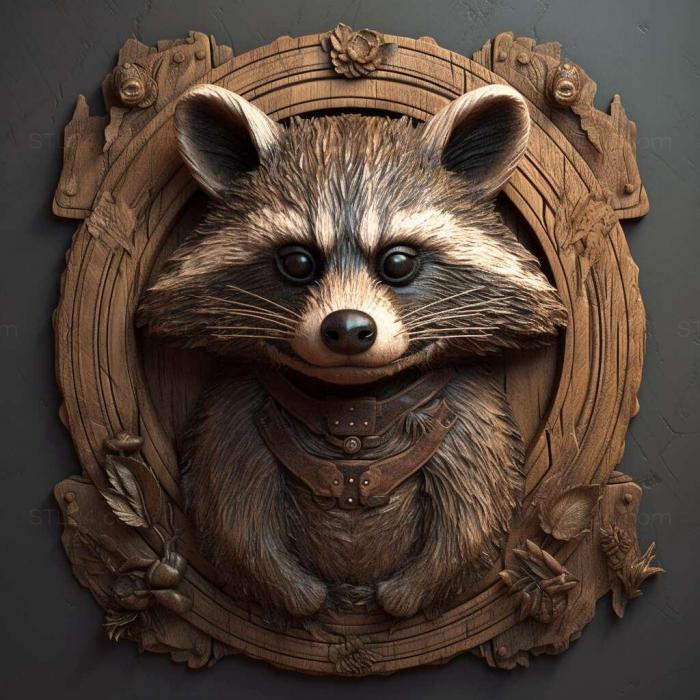 Nature and animals (Raccoon from Kherson famous animal 1, NATURE_1697) 3D models for cnc