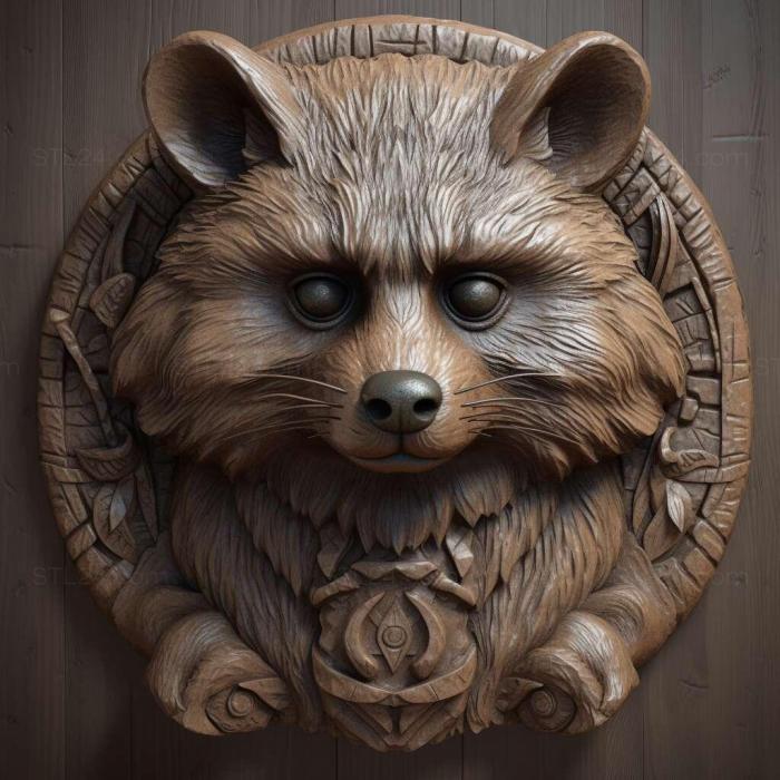 Nature and animals (Raccoon from Kherson famous animal 2, NATURE_1698) 3D models for cnc