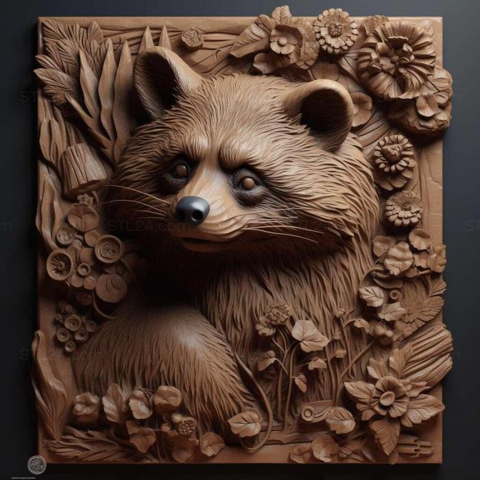 Nature and animals (Raccoon from Kherson famous animal 3, NATURE_1699) 3D models for cnc