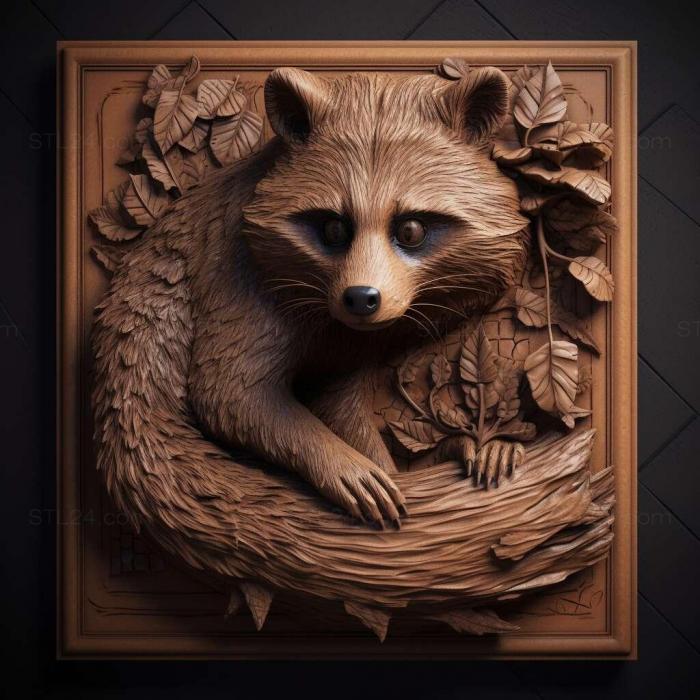 Nature and animals (Raccoon from Kherson famous animal 4, NATURE_1700) 3D models for cnc