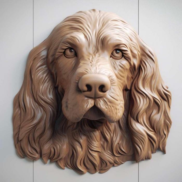 Природа и животные (Сен-Понт-Одемер-спаниель собака 1, NATURE_1717) 3D модель для ЧПУ станка