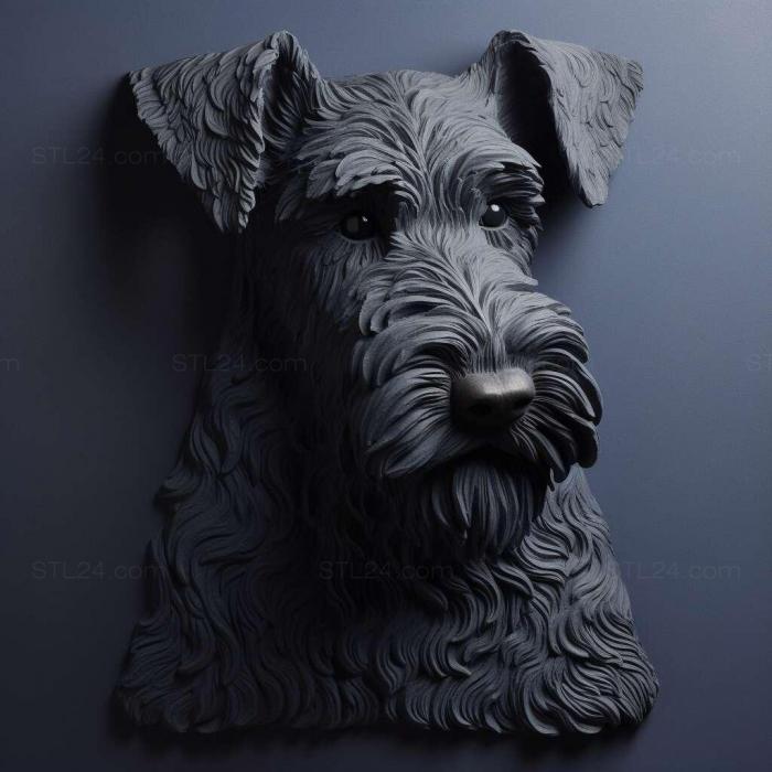 Nature and animals (st Kerry Blue Terrier dog 1, NATURE_173) 3D models for cnc