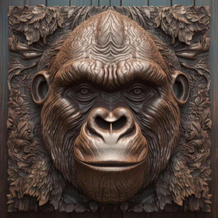 Nature and animals (Coco gorilla famous animal 1, NATURE_1733) 3D models for cnc