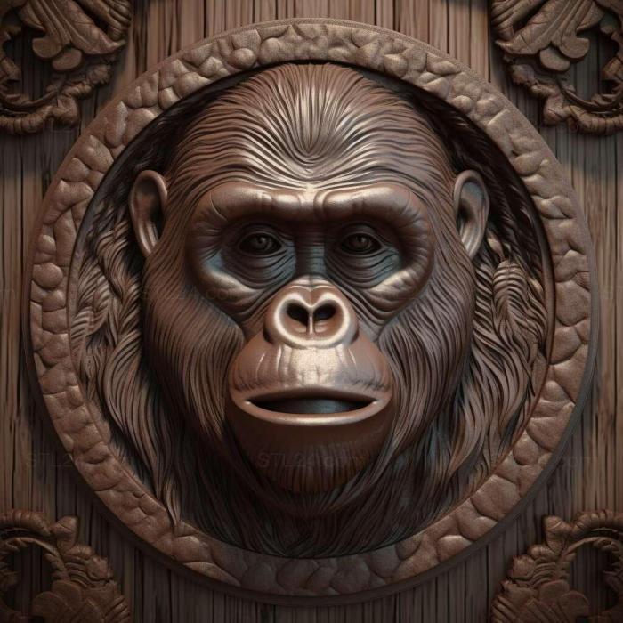 Природа и животные (Кокосовая горилла знаменитое животное 2, NATURE_1734) 3D модель для ЧПУ станка
