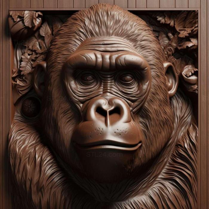 Nature and animals (Coco gorilla famous animal 3, NATURE_1735) 3D models for cnc